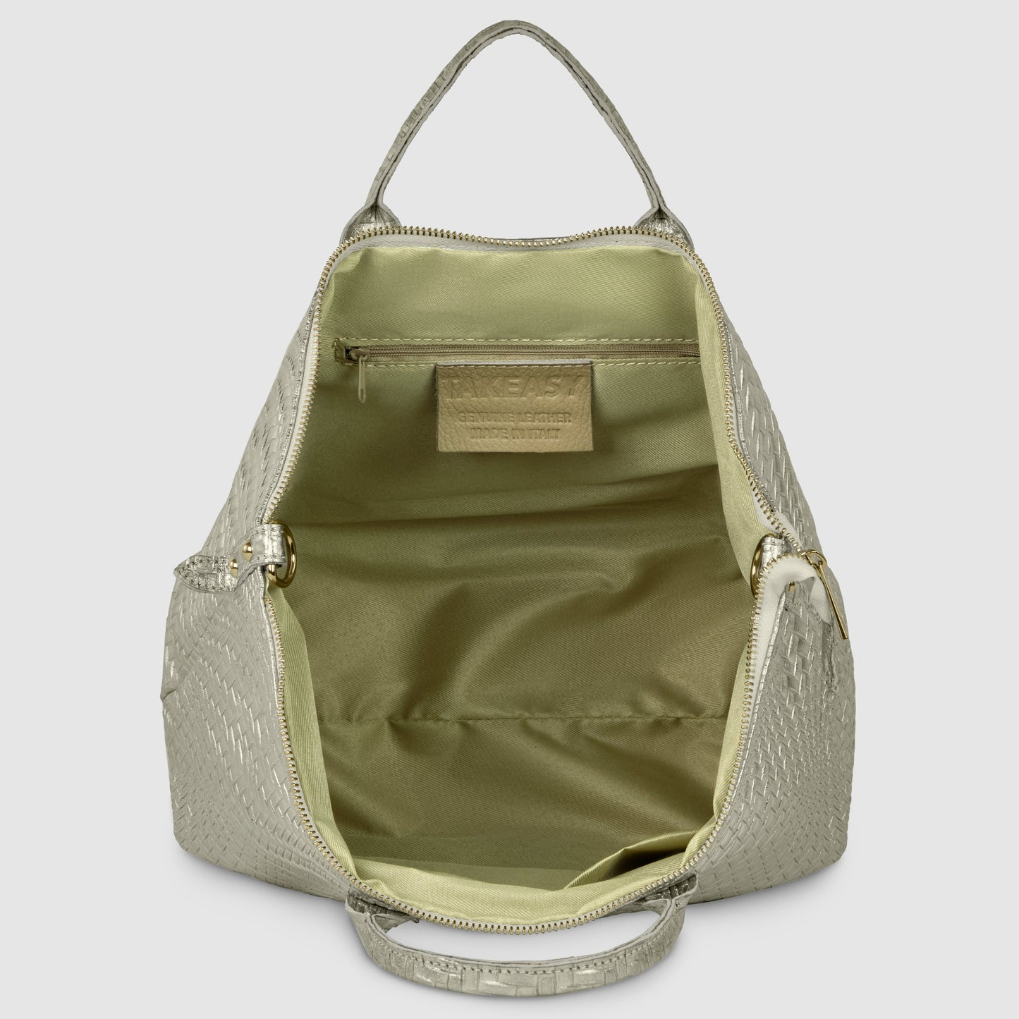 Grid Metallic Suede Leather Top-Handle Bag