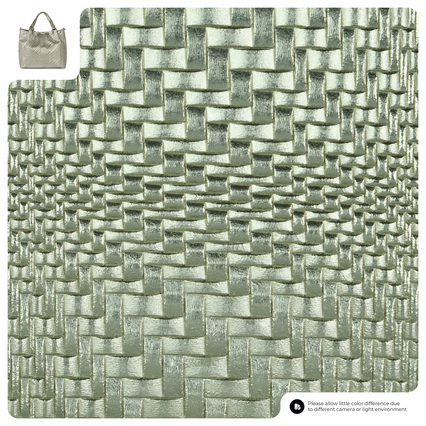 Grid Metallic Suede Leather Top-Handle Bag