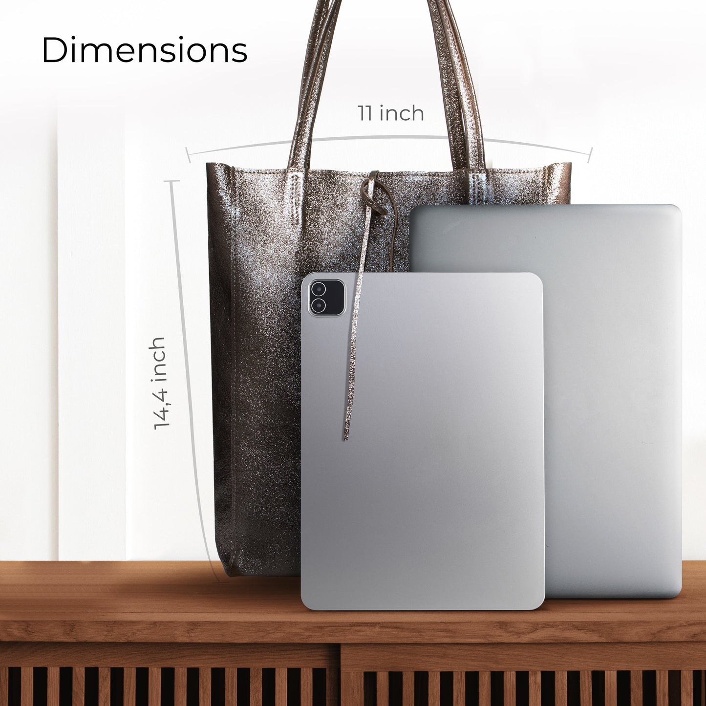 Metallic Suede Leather Tote Bag