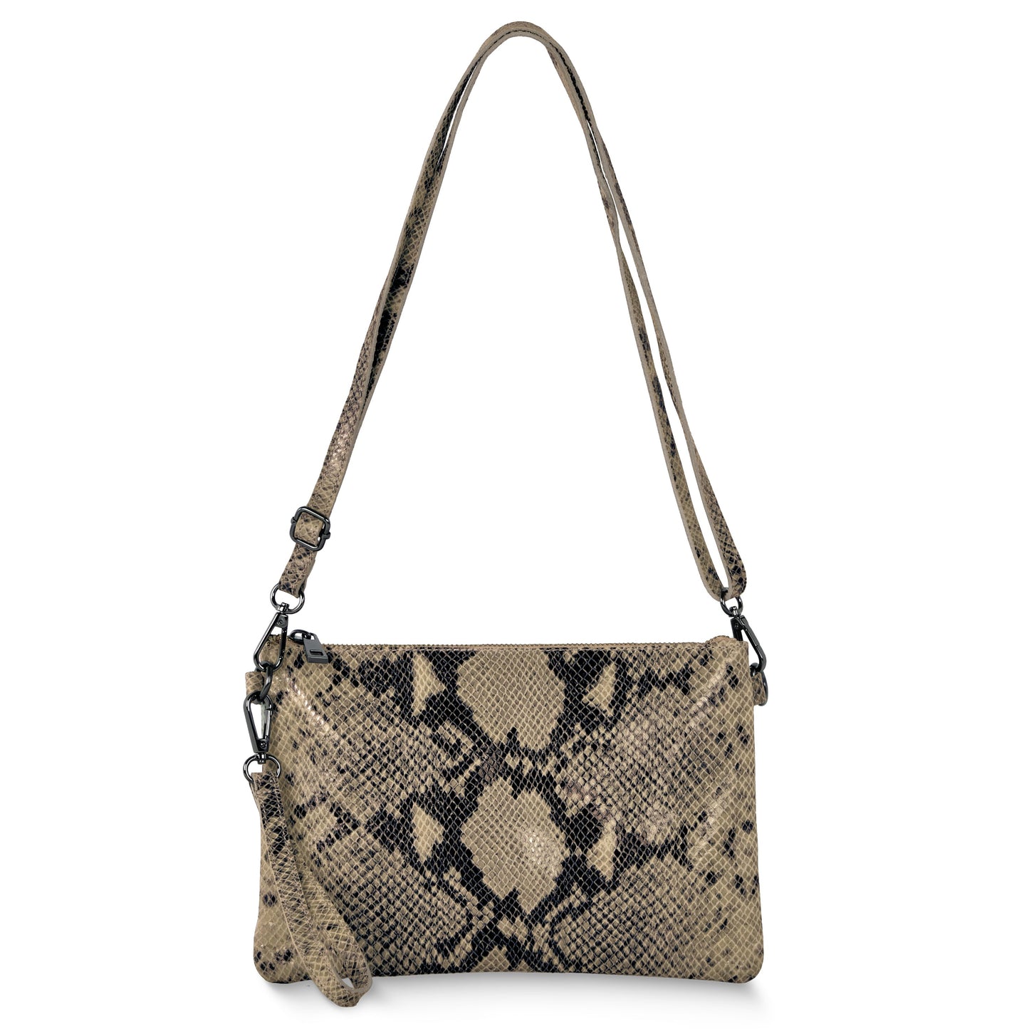 Python-Print Suede Crossbody Bag