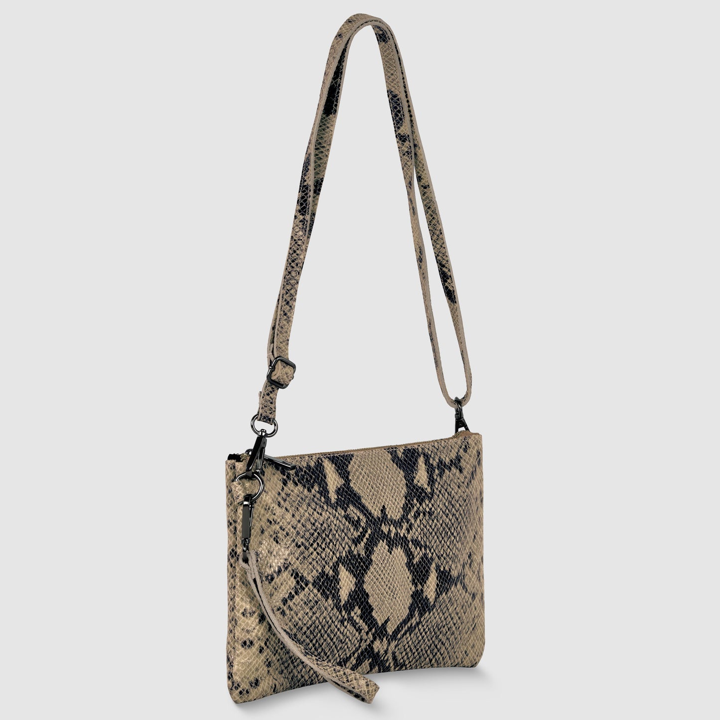 Python-Print Suede Crossbody Bag