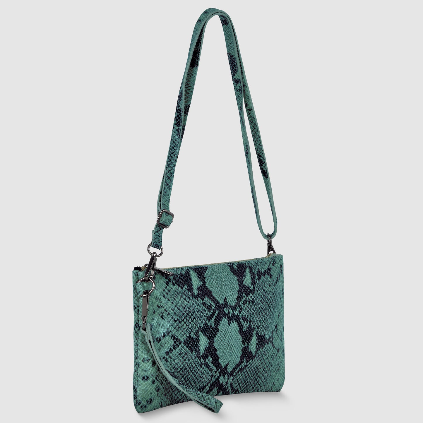 Python-Print Suede Crossbody Bag