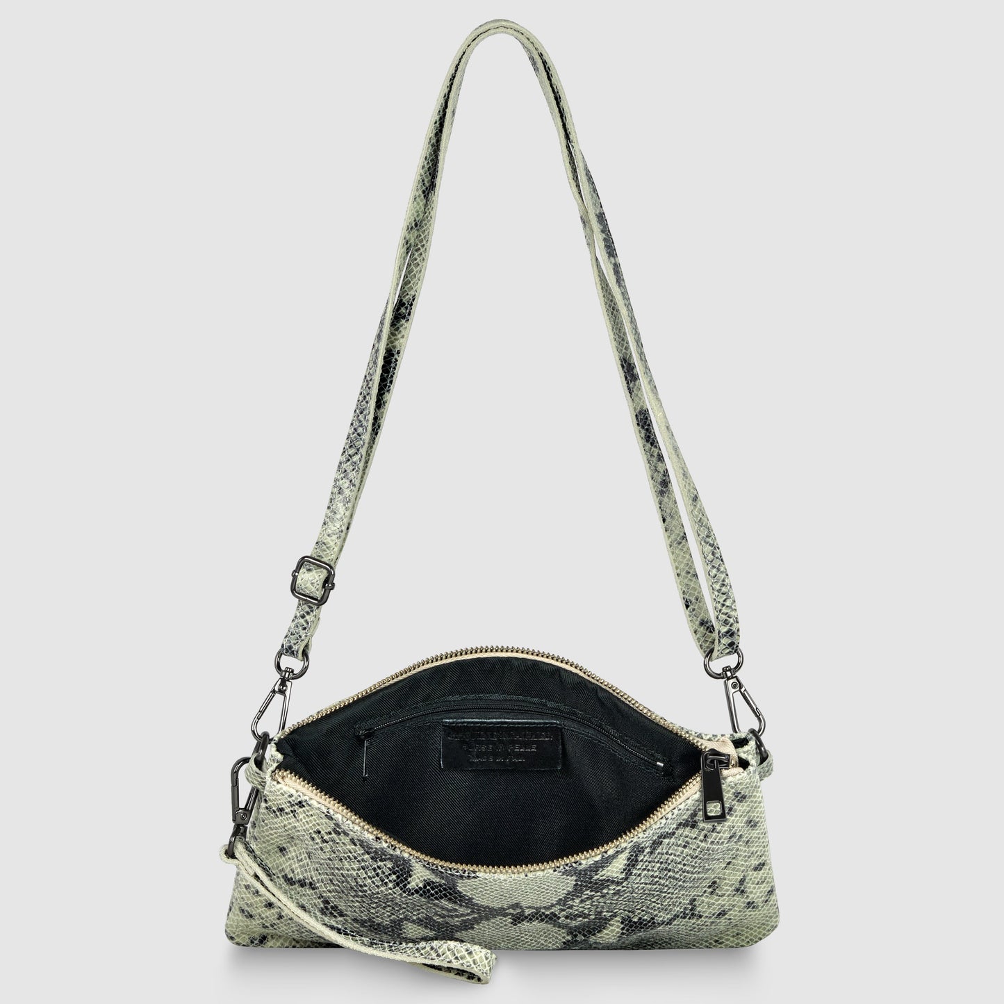 Python-Print Suede Crossbody Bag