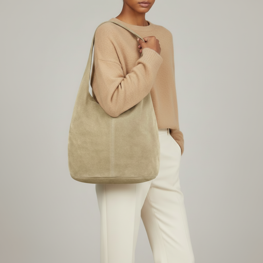 Suede Leather Hobo Bag