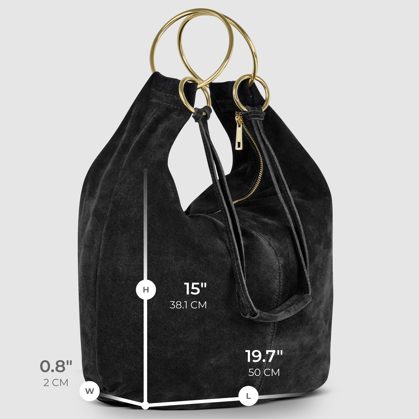Suede Leather Hobo Bag