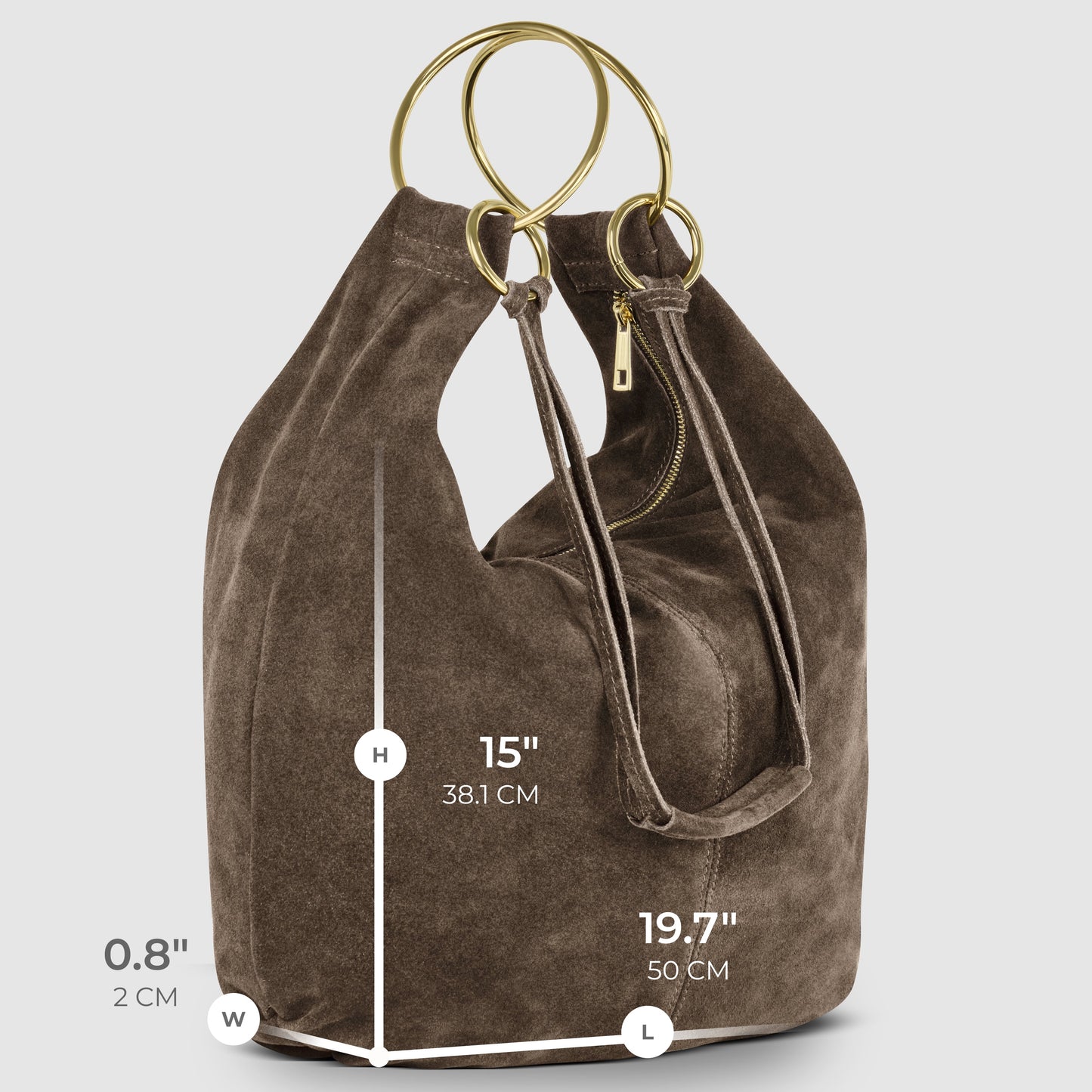 Suede Leather Hobo Bag