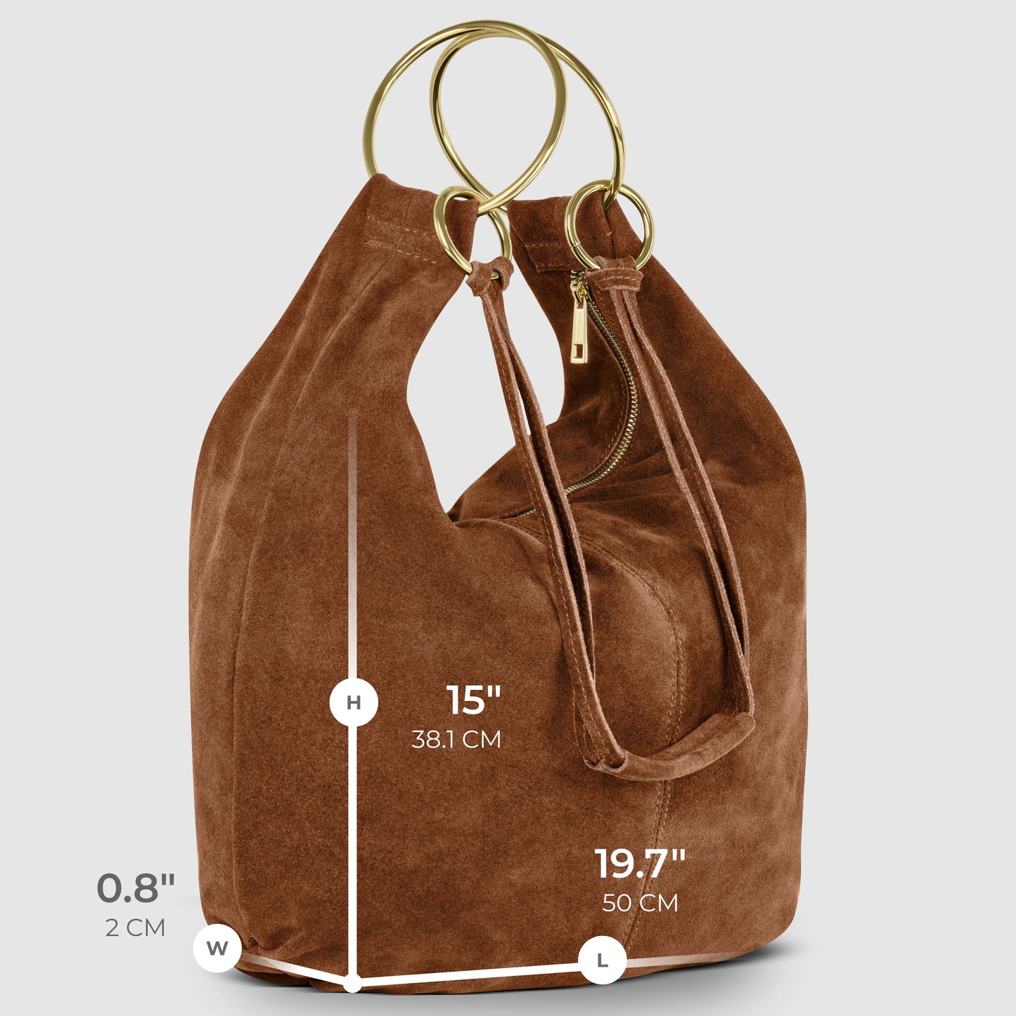 Suede Leather Hobo Bag
