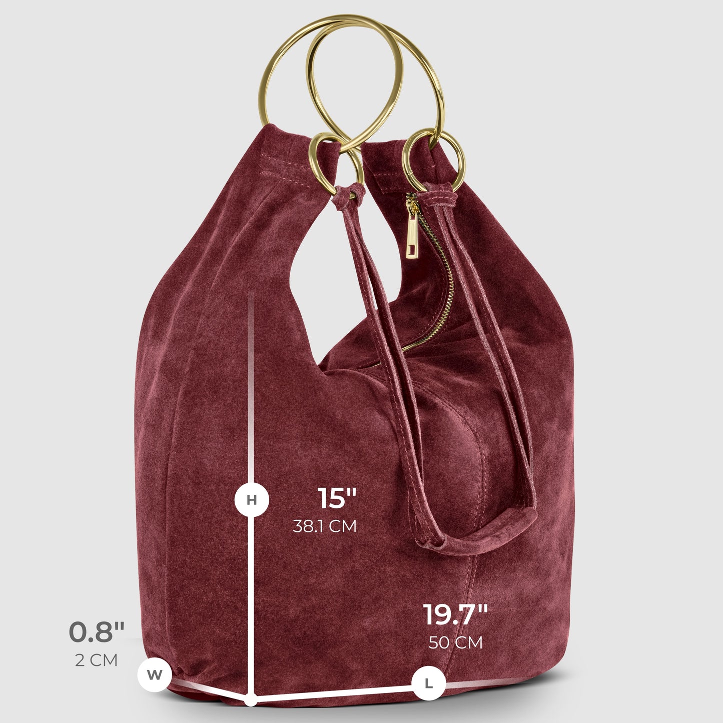 Suede Leather Hobo Bag