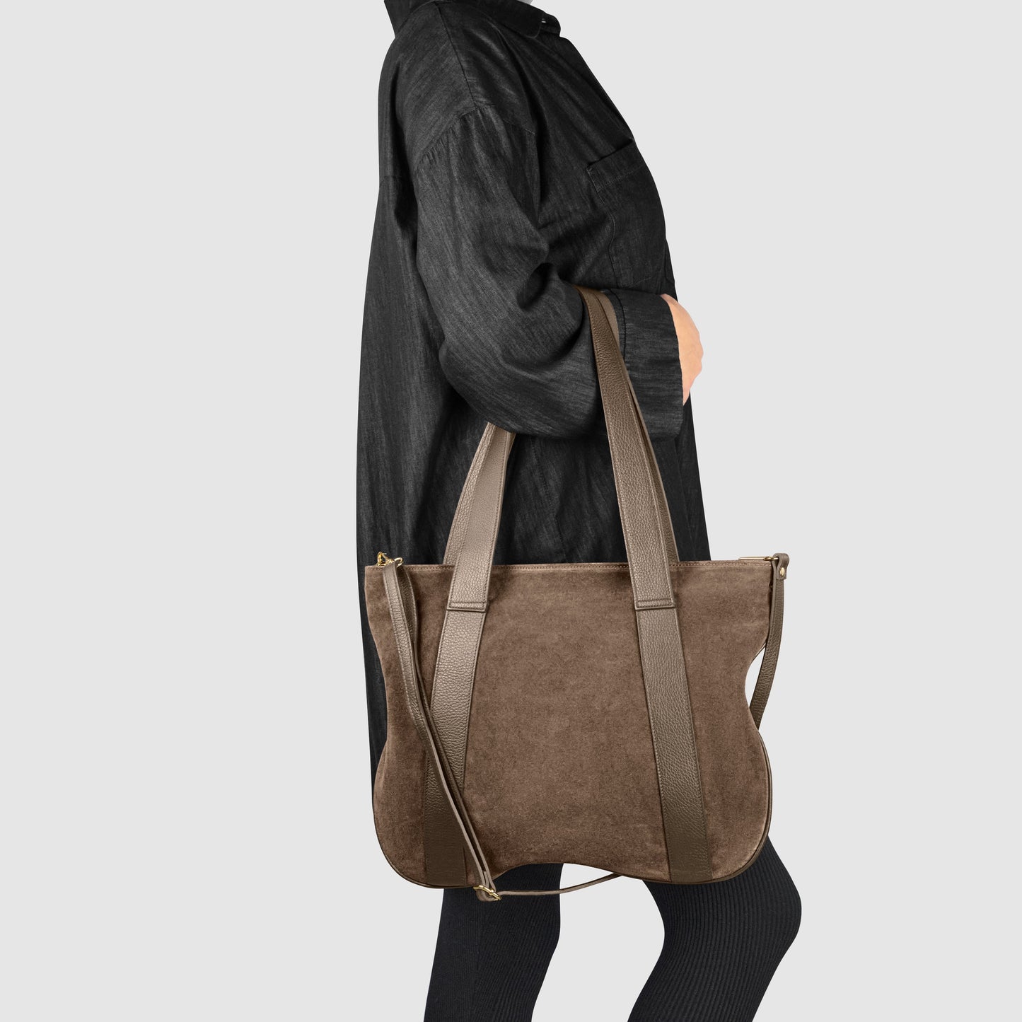 Suede Leather Satchel Bag