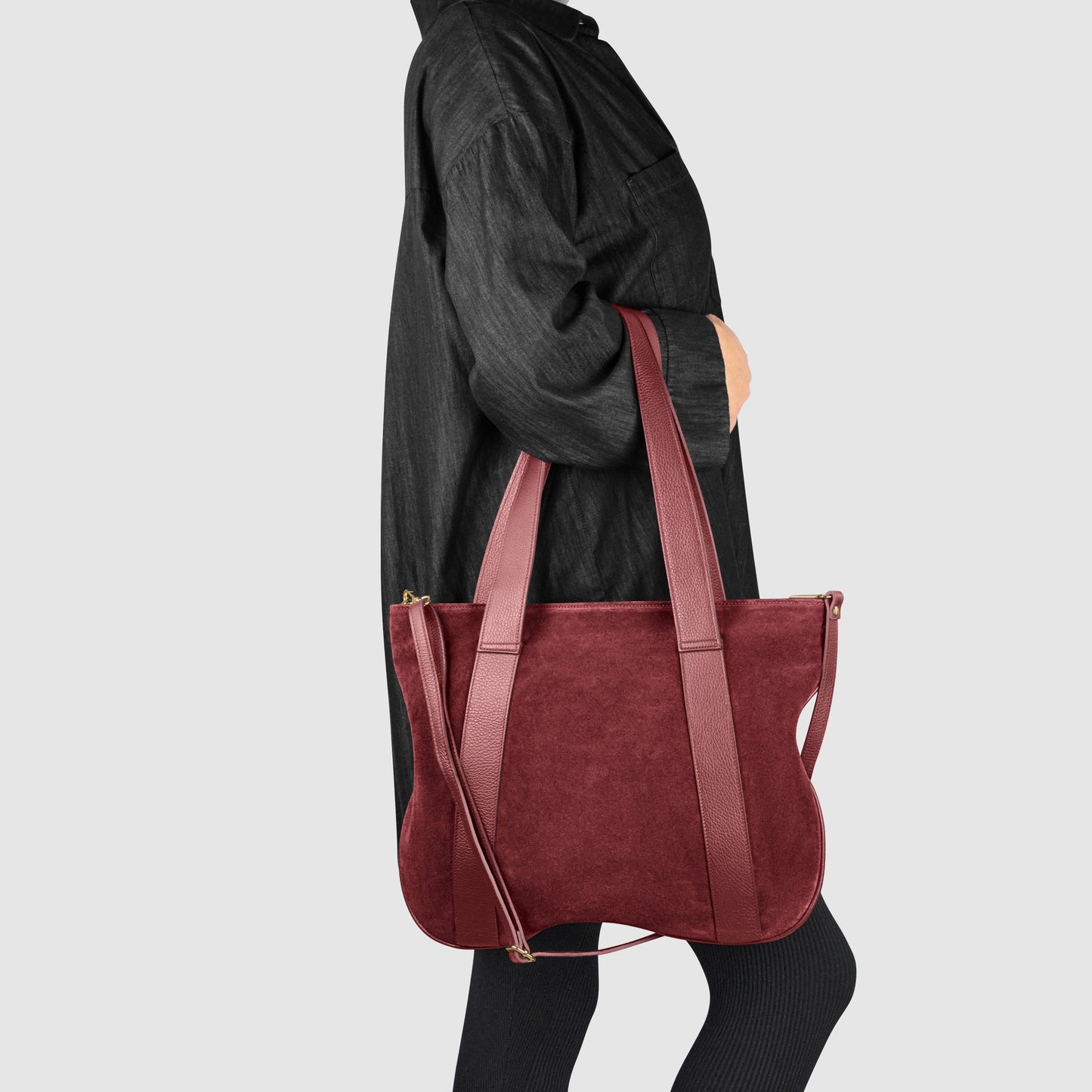 Suede Leather Satchel Bag