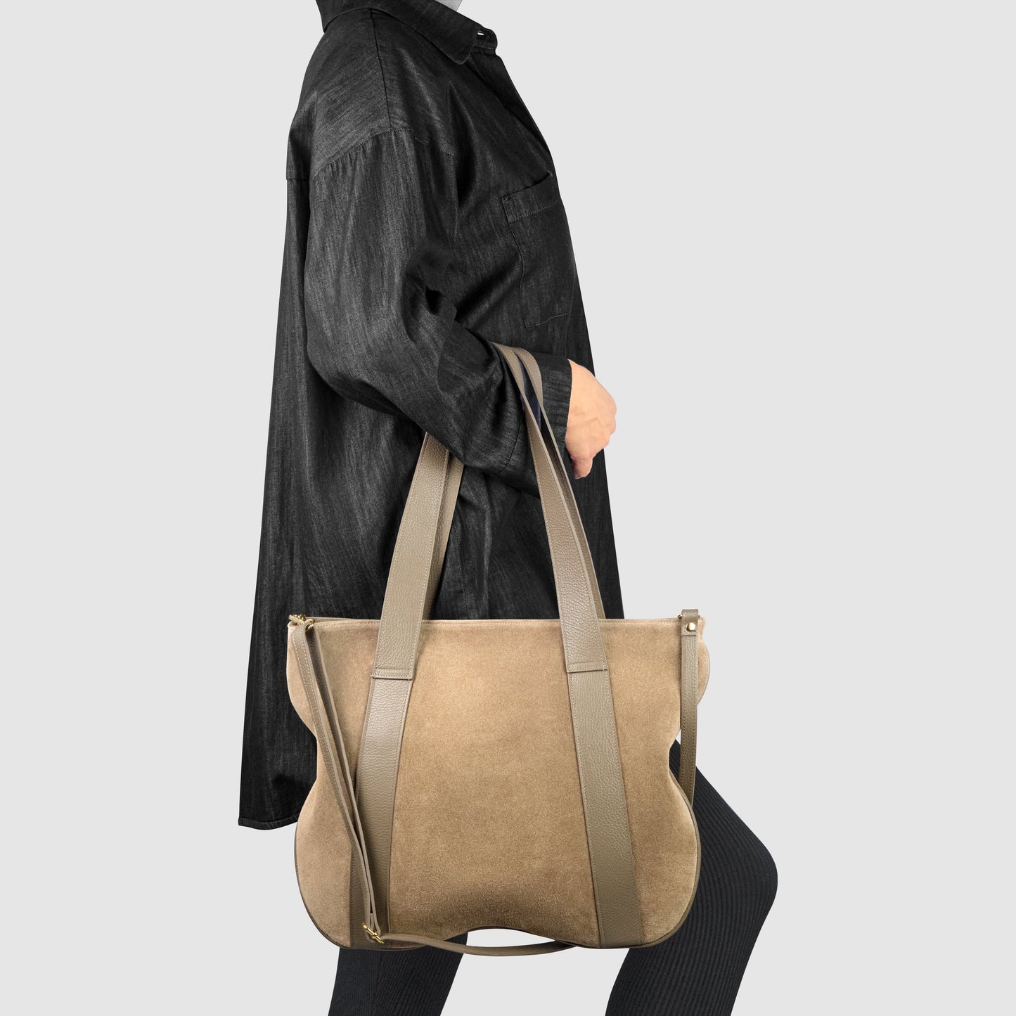 Suede Leather Satchel Bag