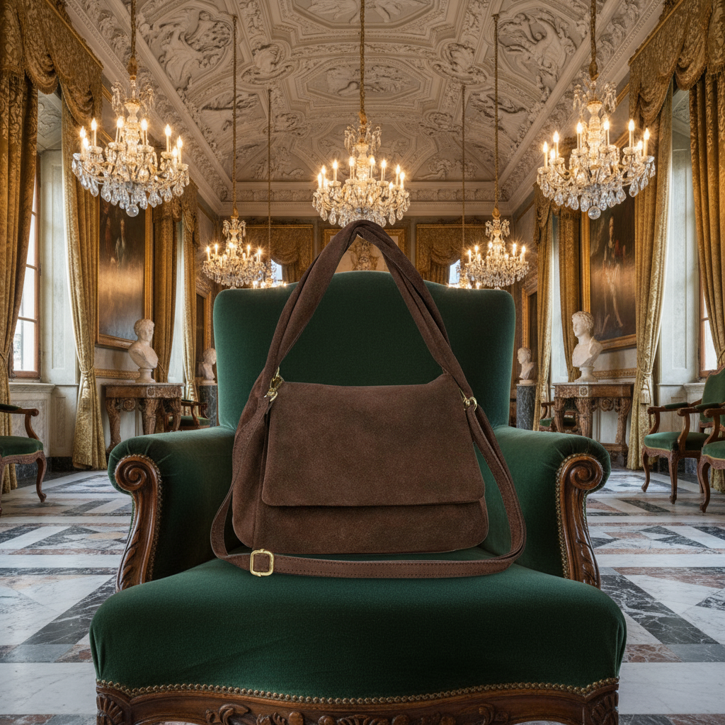 Suede Leather Top-Handle Bag