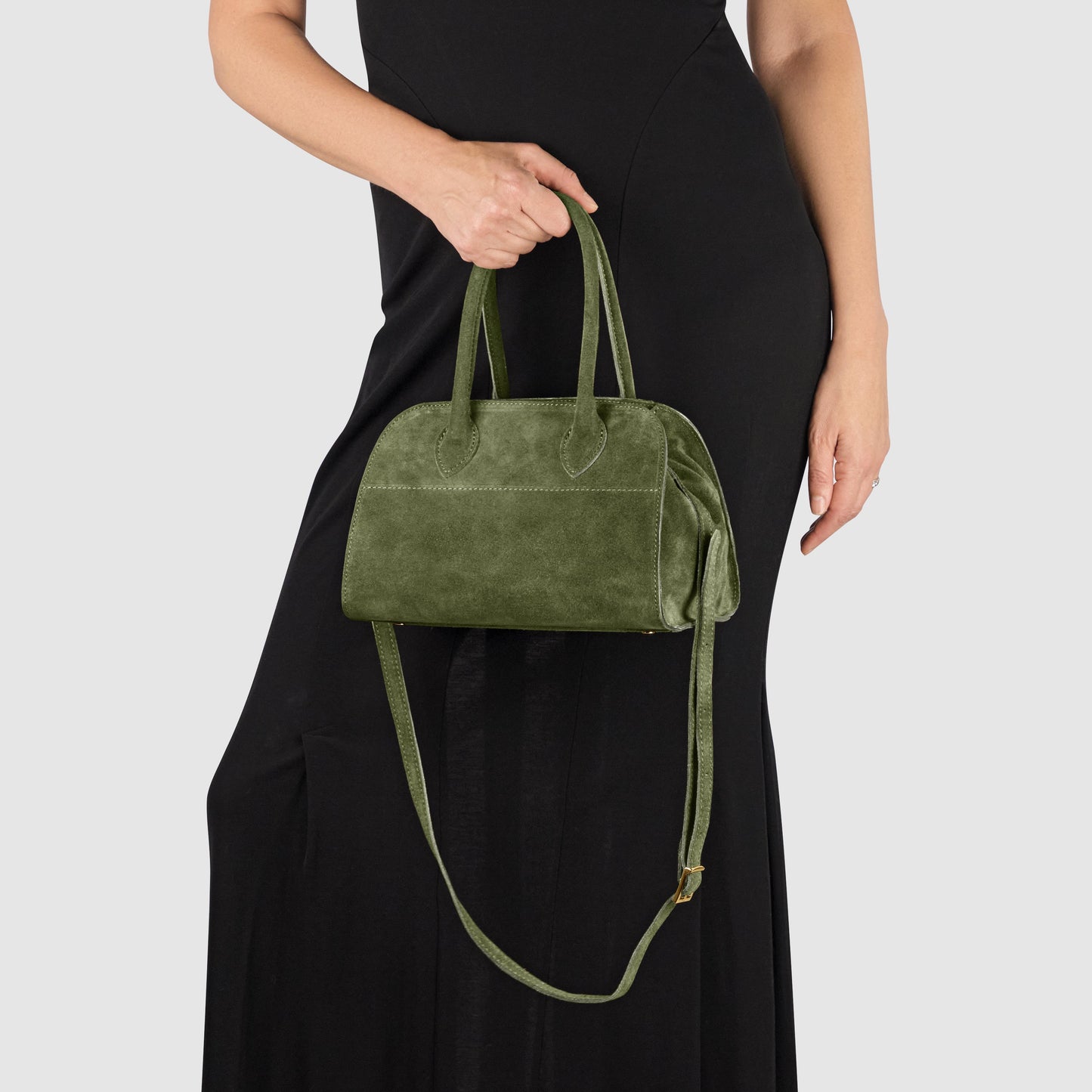 Suede Leather Top-Handle Bag