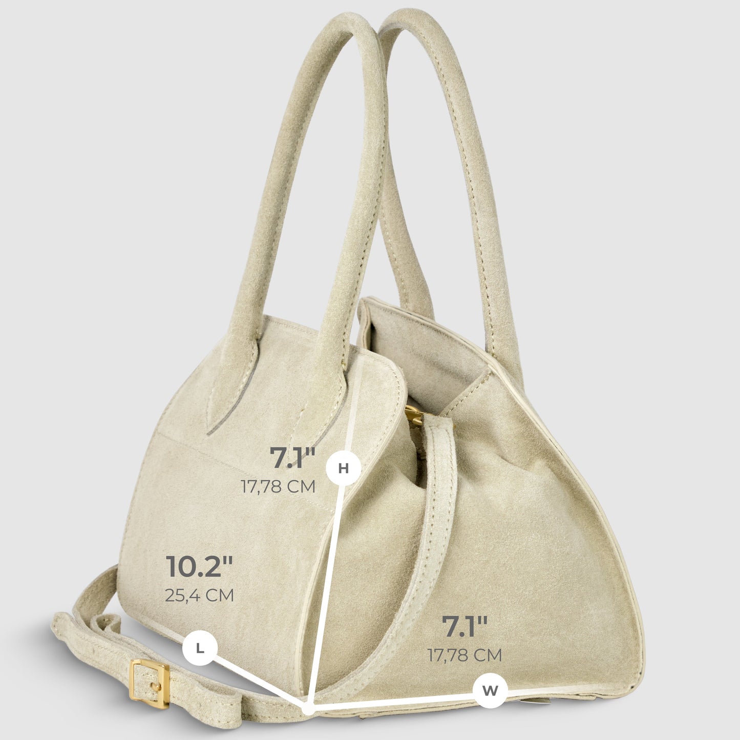 Suede Leather Top-Handle Bag