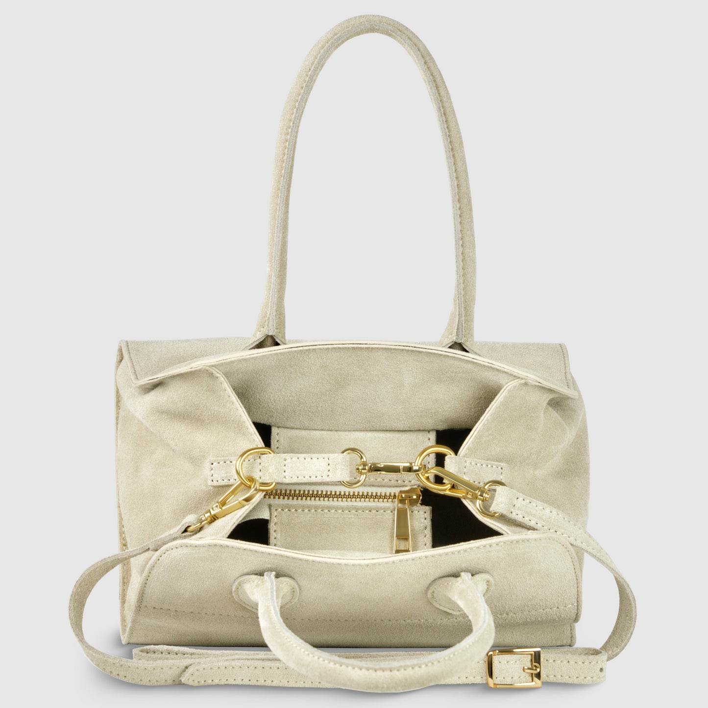 Suede Leather Top-Handle Bag
