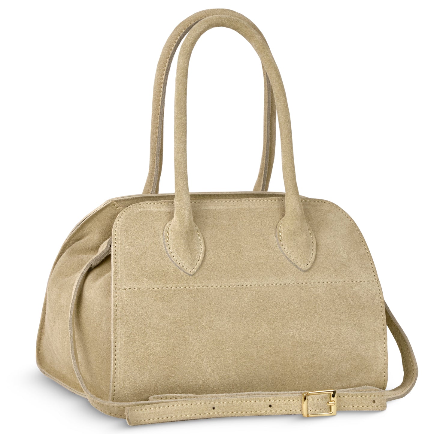Suede Leather Top-Handle Bag