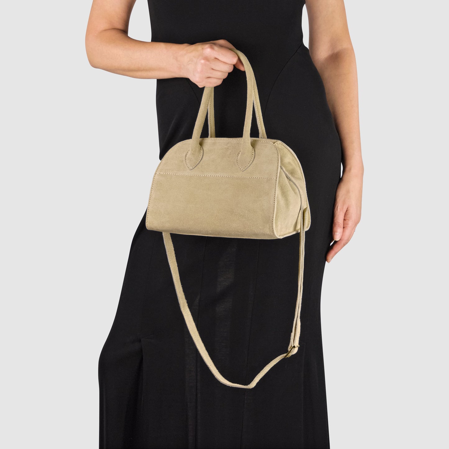 Suede Leather Top-Handle Bag