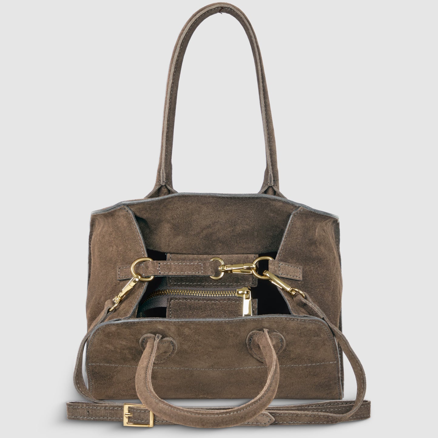 Suede Leather Top-Handle Bag