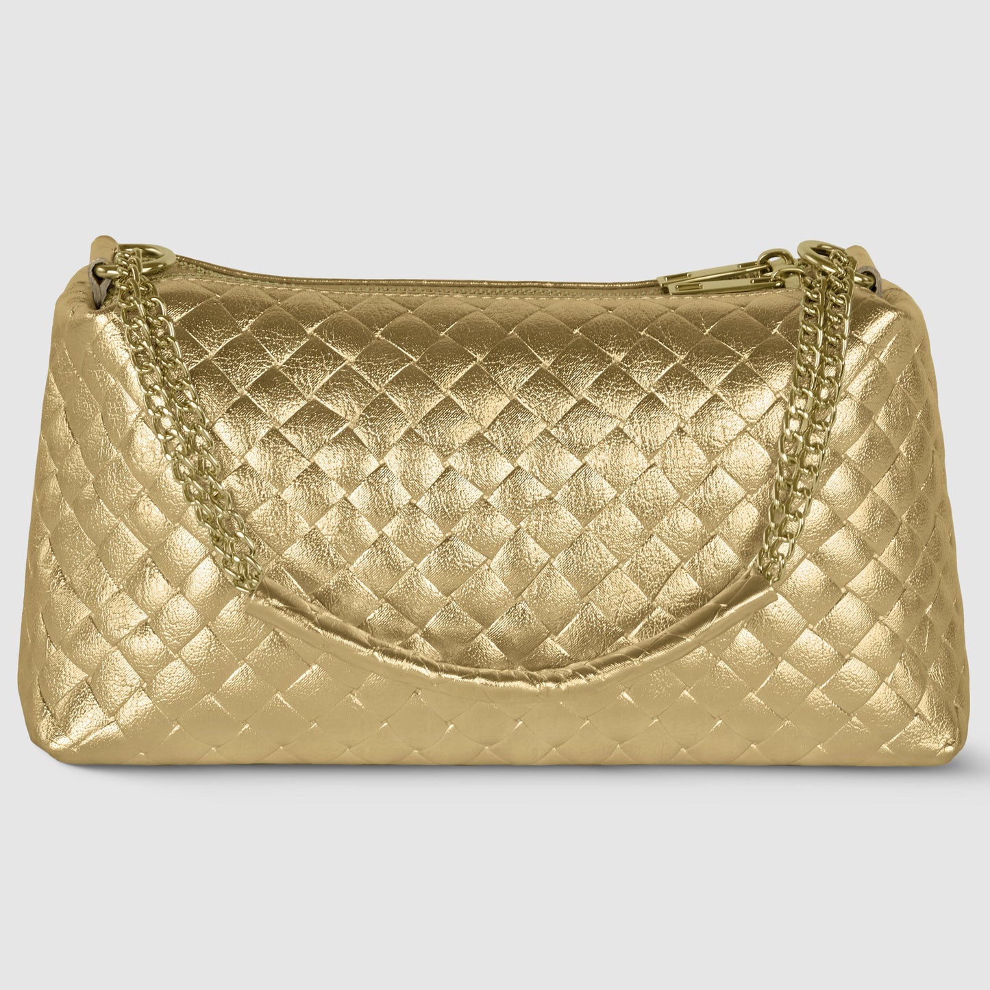 Weave Metallic Suede Leather Crossbody Bag