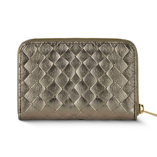 Weave Metallic Suede Leather Wallet