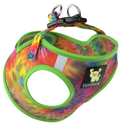 EcoBark Step In Dog Harness - Teacup & Small Breeds- Reflective Soft Mesh Harness for Teacup, Small Dogs and Puppies / Tie-dye