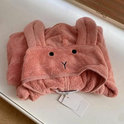 Trendy Rabbit Cartoon Bathrobes For Girls Boys Unisex Soft Hooded And Comfortable Kids Vintage Design Bathrobes