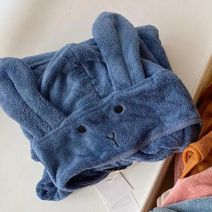 Trendy Rabbit Cartoon Bathrobes For Girls Boys Unisex Soft Hooded And Comfortable Kids Vintage Design Bathrobes