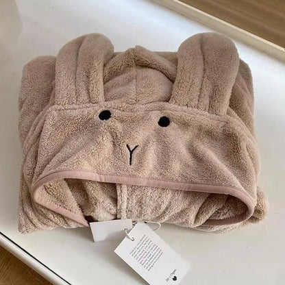 Trendy Rabbit Cartoon Bathrobes For Girls Boys Unisex Soft Hooded And Comfortable Kids Vintage Design Bathrobes