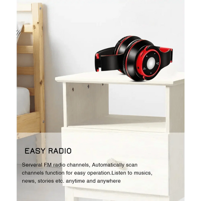 Wireless Headset Bluetooth Earphones and Headphone Foldable Adjustment Bluetooth Wired Headphones TF Card MP3 FM Radios For Online Class Business Trip Travel Video Conference