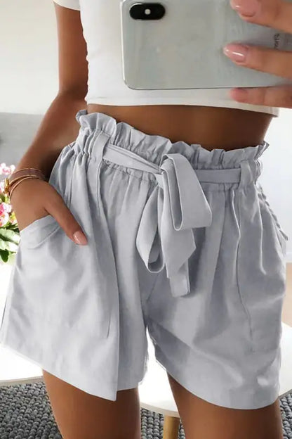 Women's High Waist Elastic Wide Leg Casual Shorts