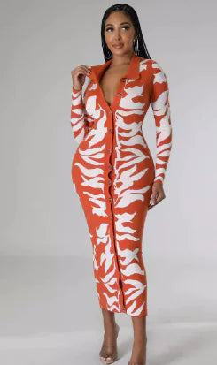 Plus Size Women's Printed Sexy Fashion Dress