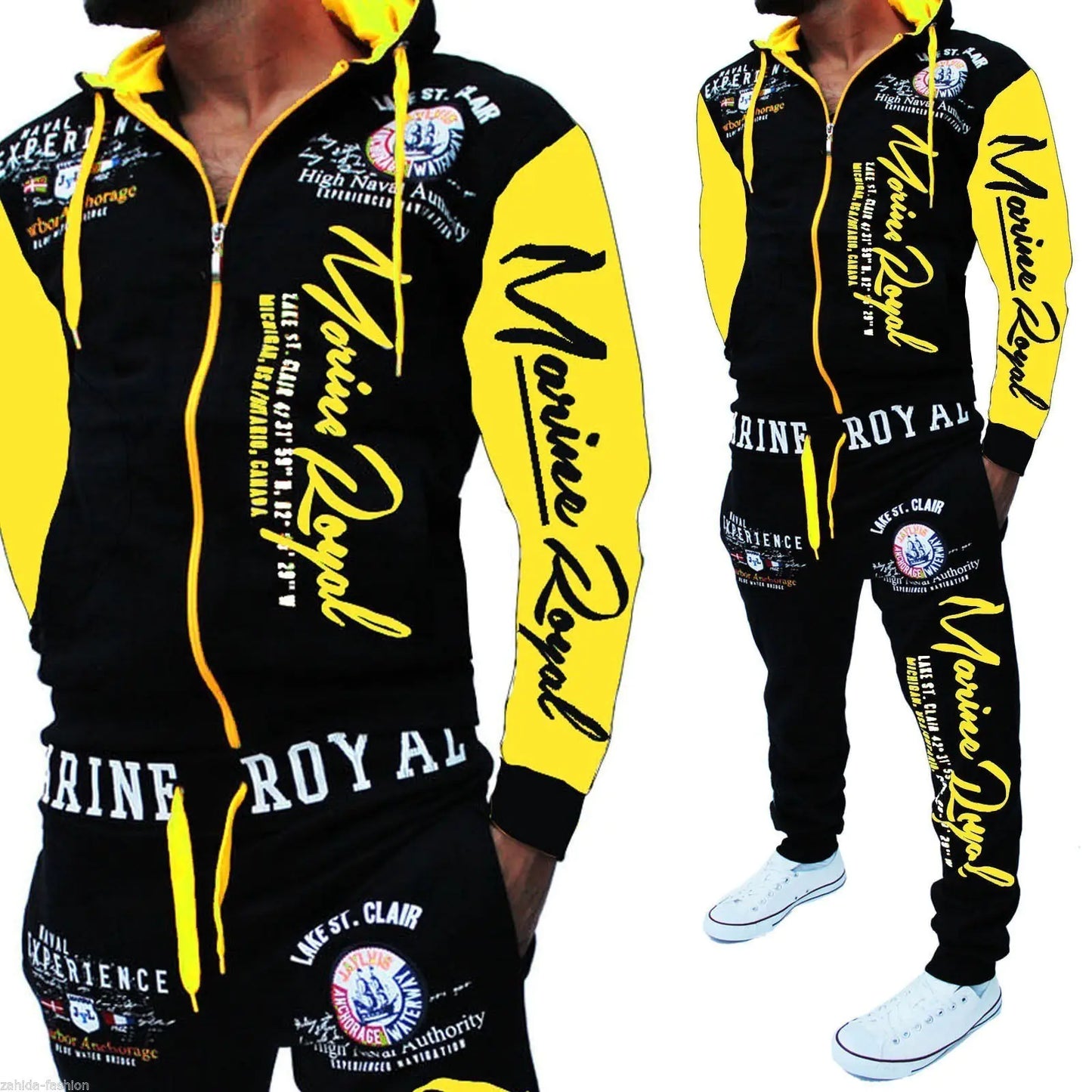 Men's Casual Drawstring Waist Letter Print Sports Set
