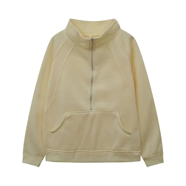 Autumn/Winter Women's Plush Half Zipper Sweatshirt