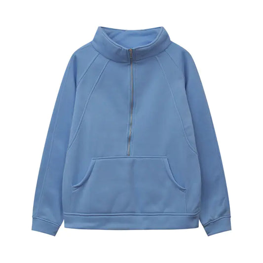Autumn/Winter Women's Plush Half Zipper Sweatshirt