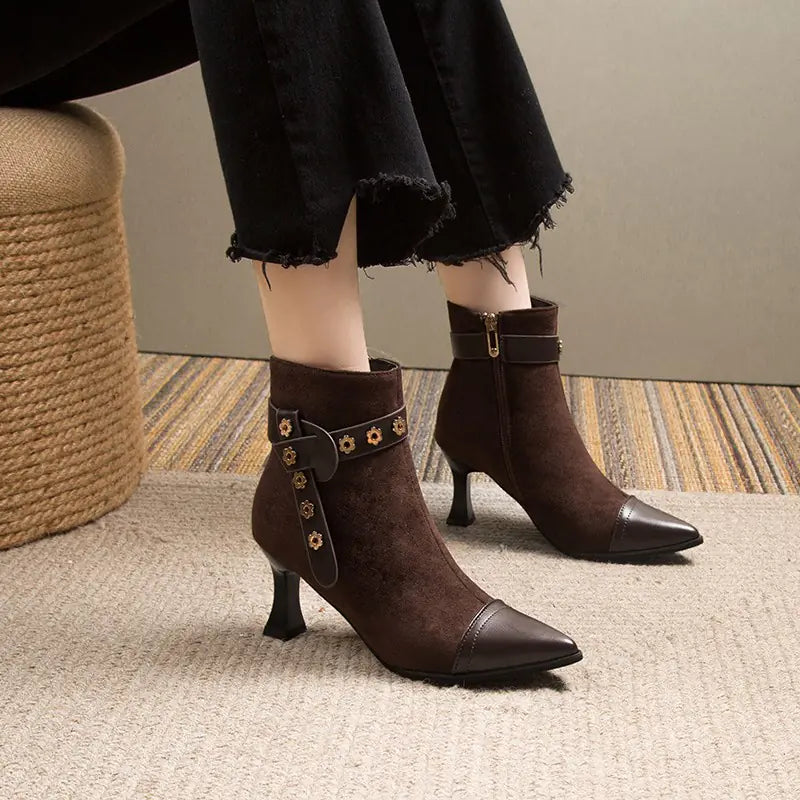 Trendy Women's Ankle Boots - Korean Style, Pointed Toe