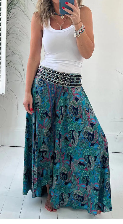 Loose Flowy Casual Midi Skirt for Women
