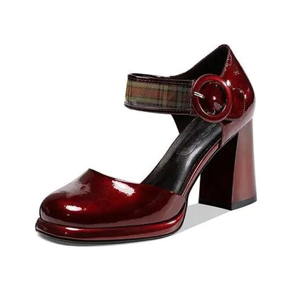 Women's Fashion Thick Heels with Hollow Round Toe