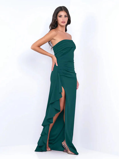 Yaser Strapless Split Long Dress